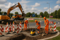 Bauarbeiten am Kreisverkehr